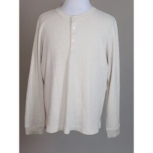 Theory Men's Mattis Studio Waffle knit L/S T shirt 3-button Crew Ivory Cream 2XL